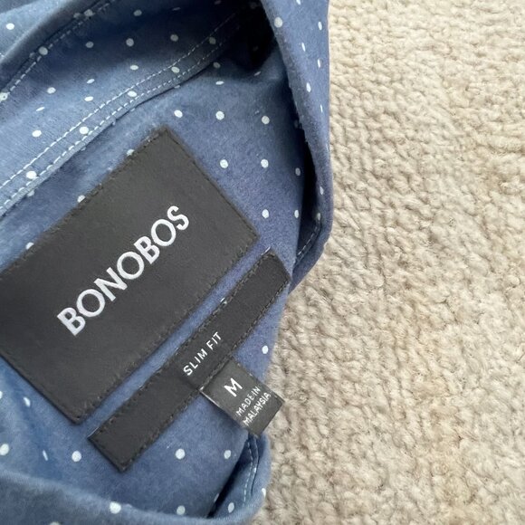 Bonobos Slim Fit Long Sleeve Button Down Shirt M Blue White Cotton - Picture 2 of 8
